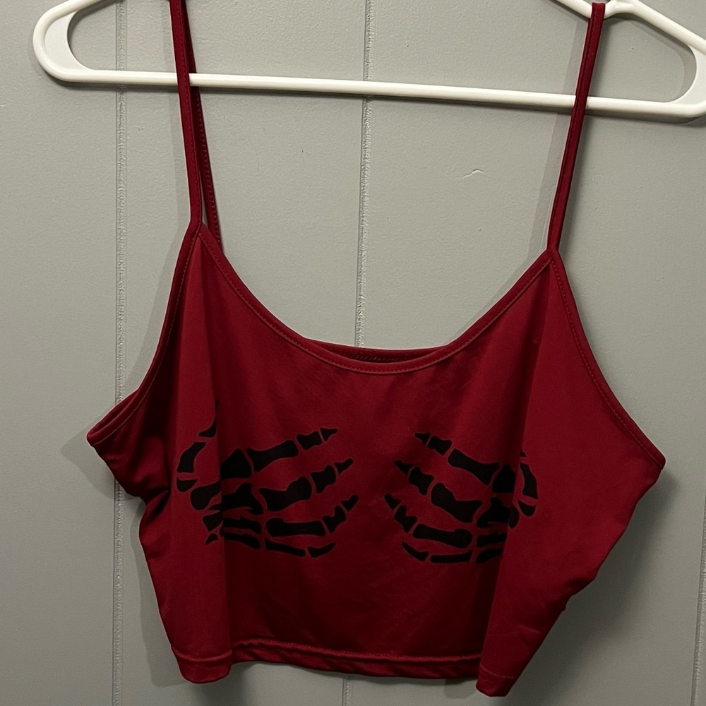 Skeleton hands crop top